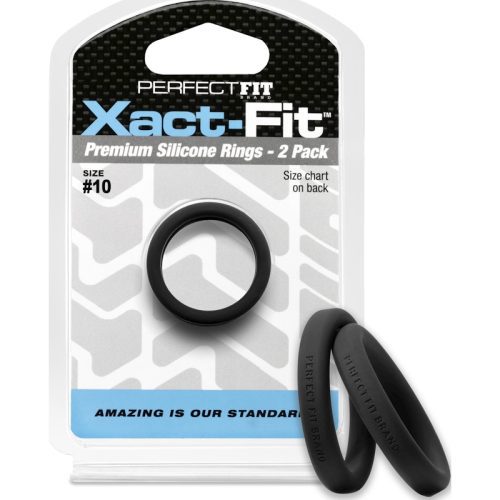 Xact-Fit Cock Rings #10 1in 2 Pk - Black