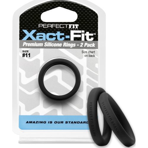 Xact-Fit Cock Rings #11 1.1in 2 Pk - Black