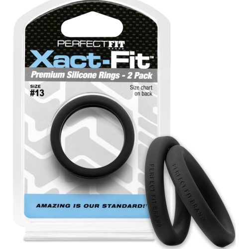 Xact-Fit Cock Rings #13 1.3in 2 Pk - Black