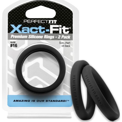 Xact-Fit Cock Rings #16 1.6in 2 Pk - Black