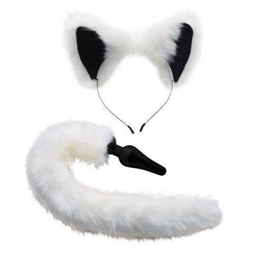 Anal Plug and Ears Set White Fox Tail Shhh. 2248033