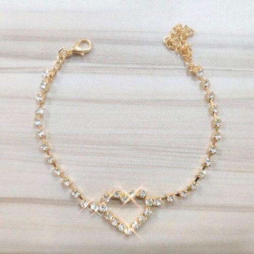 Anklet - Gold Heart with Rhinestones 3 options - Shhh...