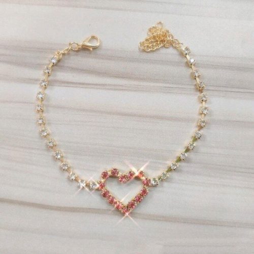 Anklet - Gold Heart with Rhinestones 3 options - Shhh...