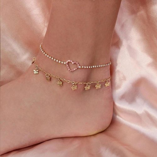 Anklet Gold Heart with Rhinestones 3 options Shhh. 2248259