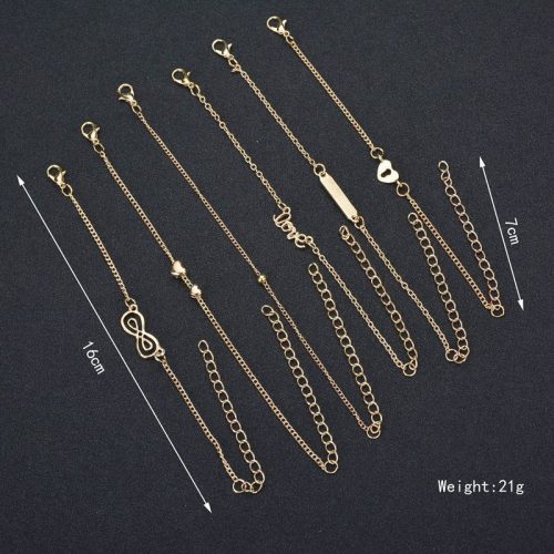 Anklet 5 piece set alloy bronze finish Shhh. 2248271