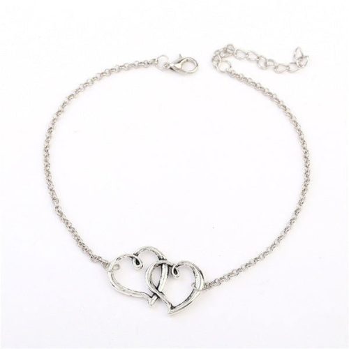 Anklet double heart link silver colour Shhh. 2248282