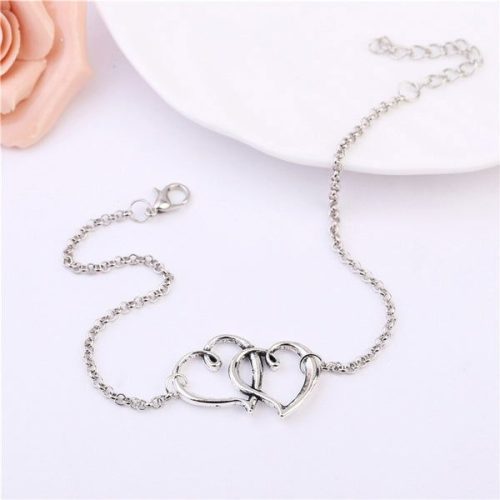 Anklet double heart link silver colour Shhh. 2248283