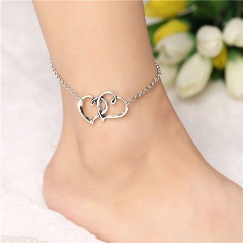 Anklet double heart link silver colour Shhh. 2248285