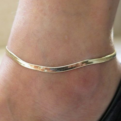 Anklet gold herringbone links adjustable Shhh. 2248298