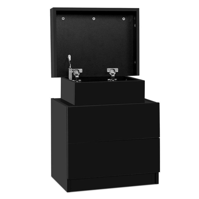 Artiss Bedside Table 2 Drawers Black Shhh. 2248603