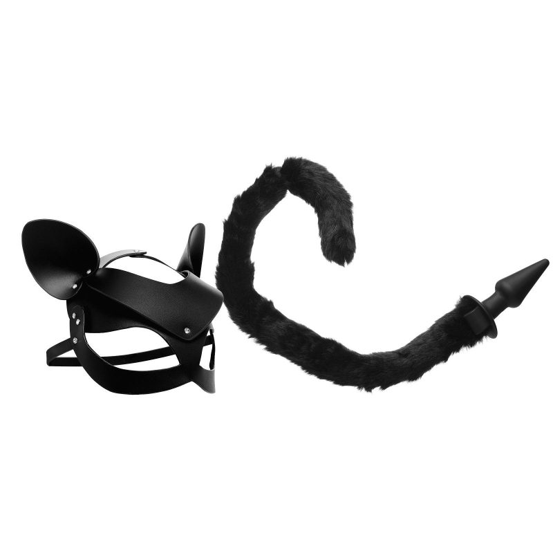 Bad Kitten leather mask AND anal plug tail Shhh. 2250339