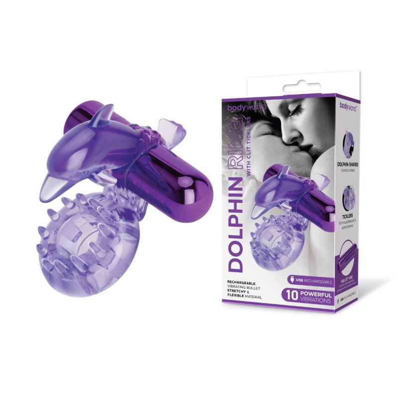 Bodywand Rechargeable Dolphin Ring with Clit Ticklers Shhh. 2253608