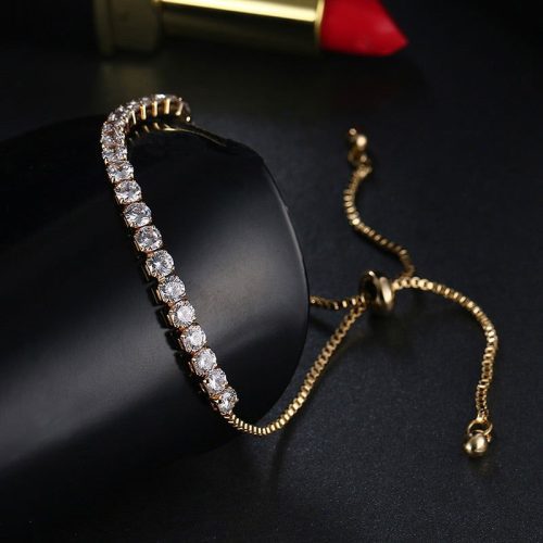 Bracelet round cubic zirconia on white gold adjustable Shhh. 2254955