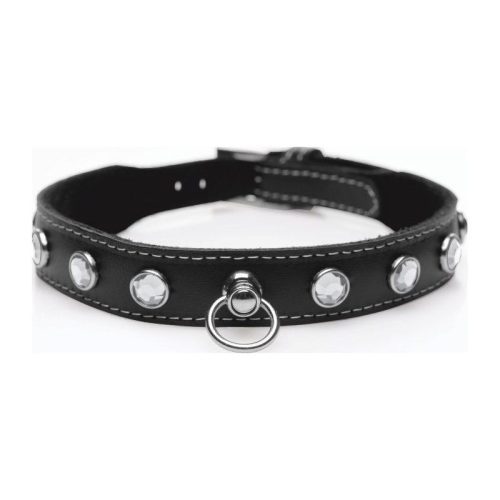 Bling Vixen Leather Choker w/ Clear Rhinestones - Shhh...