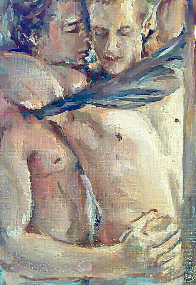 Close. Oil painting printed on canvas Shhh. 2258566