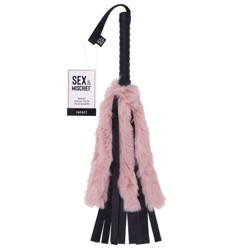 Faux Fur Flogger Black with Pink Shhh. 2272853