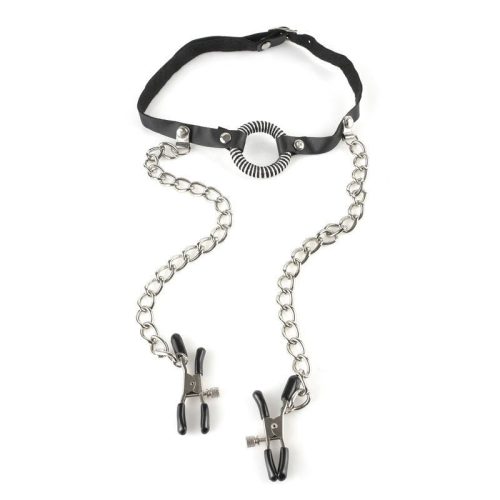 Fetish Fantasy Series O ring Gag with Nipple Clamps Shhh. 2273919